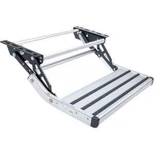 RV Steps, 1-Step, Manual Retractable RV Steps, 400 LBS Load Capacity, Foldable Aluminum Alloy Camper Steps, Thickened Steel Plate Trailer Steps, Non-Slip Design, Ideal for RV, Trailer, Camper