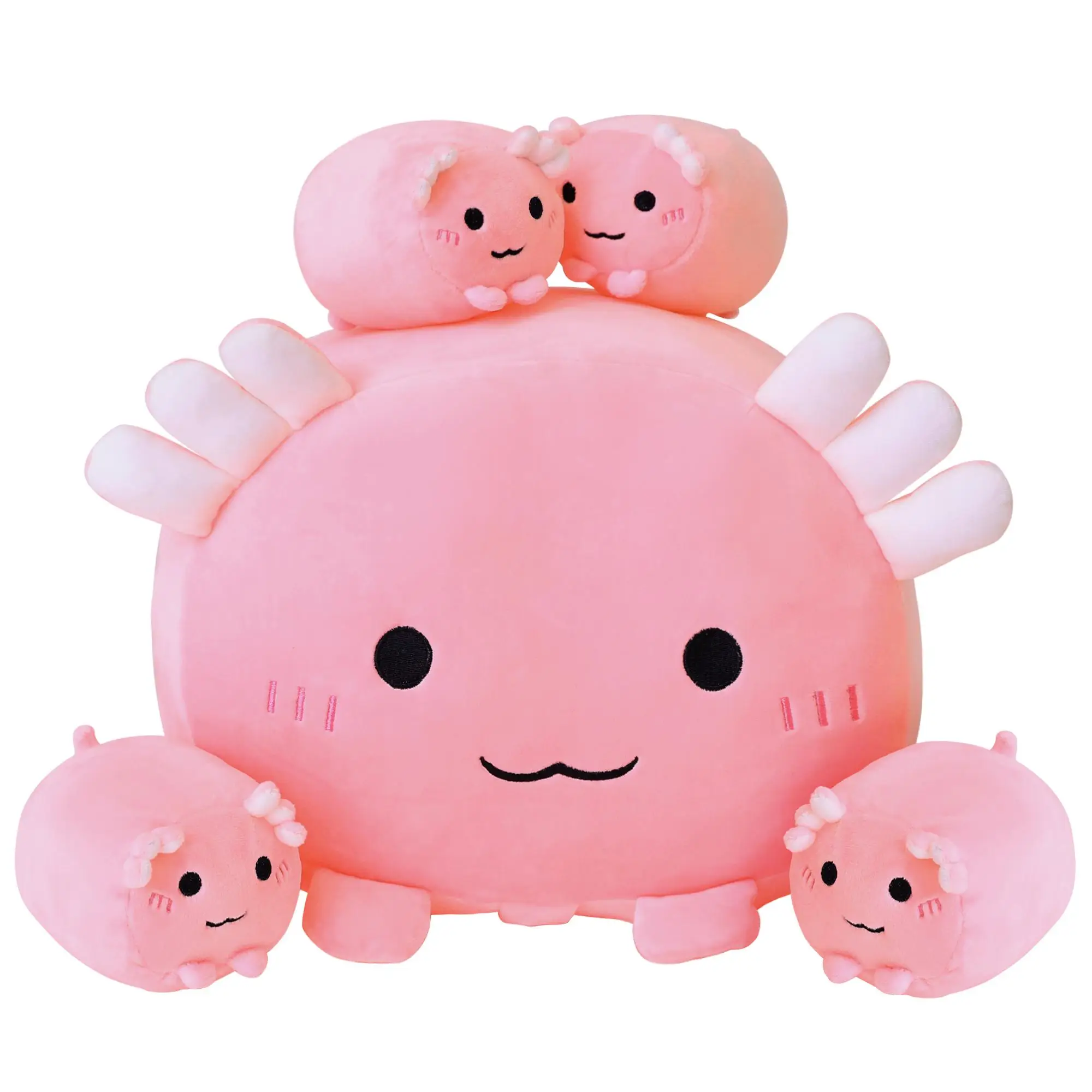 Cute Cartoon Axolotl Plush Toy, Cute Mummy Axolotl Plush Toy with 4 Counts Baby Axolotl Plushie in Her Tummy, Stuffed Animals Pillow Gifts, Birthday G