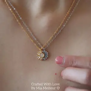 Sun and Moon Necklace, Sunshine and Moonlight Necklace, Gold Sun Necklace, Silver Moon Necklace, Couple Matching Jewelry, Best Gift for Her