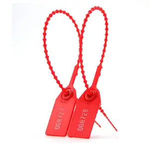 100 Plastic Tamper Seals, Numbered Zip Ties for Fire Extinguisher Pull Tite Security Tags Disposable Self Locking Signage 250mm (Red)