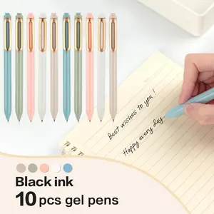 10Pcs/Set 0.5mm Retractable Black Ink Fine Point Rolling Ball Gel Pen,Smooth Writing No Bleed for Journaling Note Taking,Home School Office Supplies,Christmas Party Gifts,Hand Tools Kits