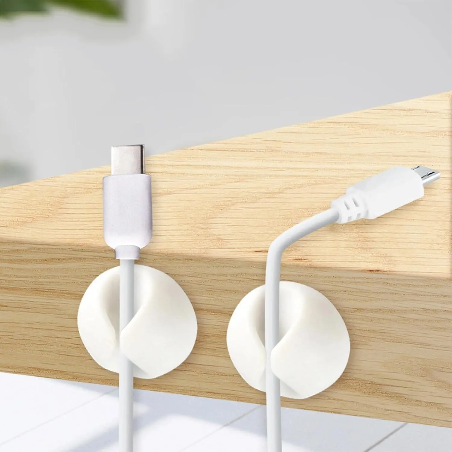 Cable Clips, 4 Pack White Cord Holder Cable Management Wire Organizer for Organizing Desk Nightstand Car Phone Charger