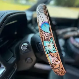 2026 NEW Non-Slip Grip Steering Wheel Cover with No Inner Ring Breathable for All Seasons Western-style Contoured Hard Shell FootballBack Protector Black Pool Tennis Car Interior Kit....