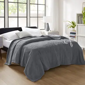 Twin Size Blanket, 10 Heating Function, Faux Feathersofa, Gray