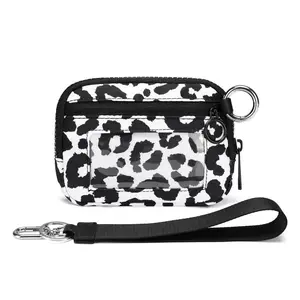 BeadBreath Leopard Print Nylon Wristlet Wallet, Waterproof Compact Card Holder, Multi-Functional Coin Purse with Keychain for Travel Everyday Use