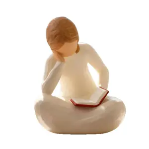 Reading Girl Resin Figurine, Simple Artistic Design, Bookshelf Decor, Perfect Gift for Book Lovers, Symbol of Knowledge Love
