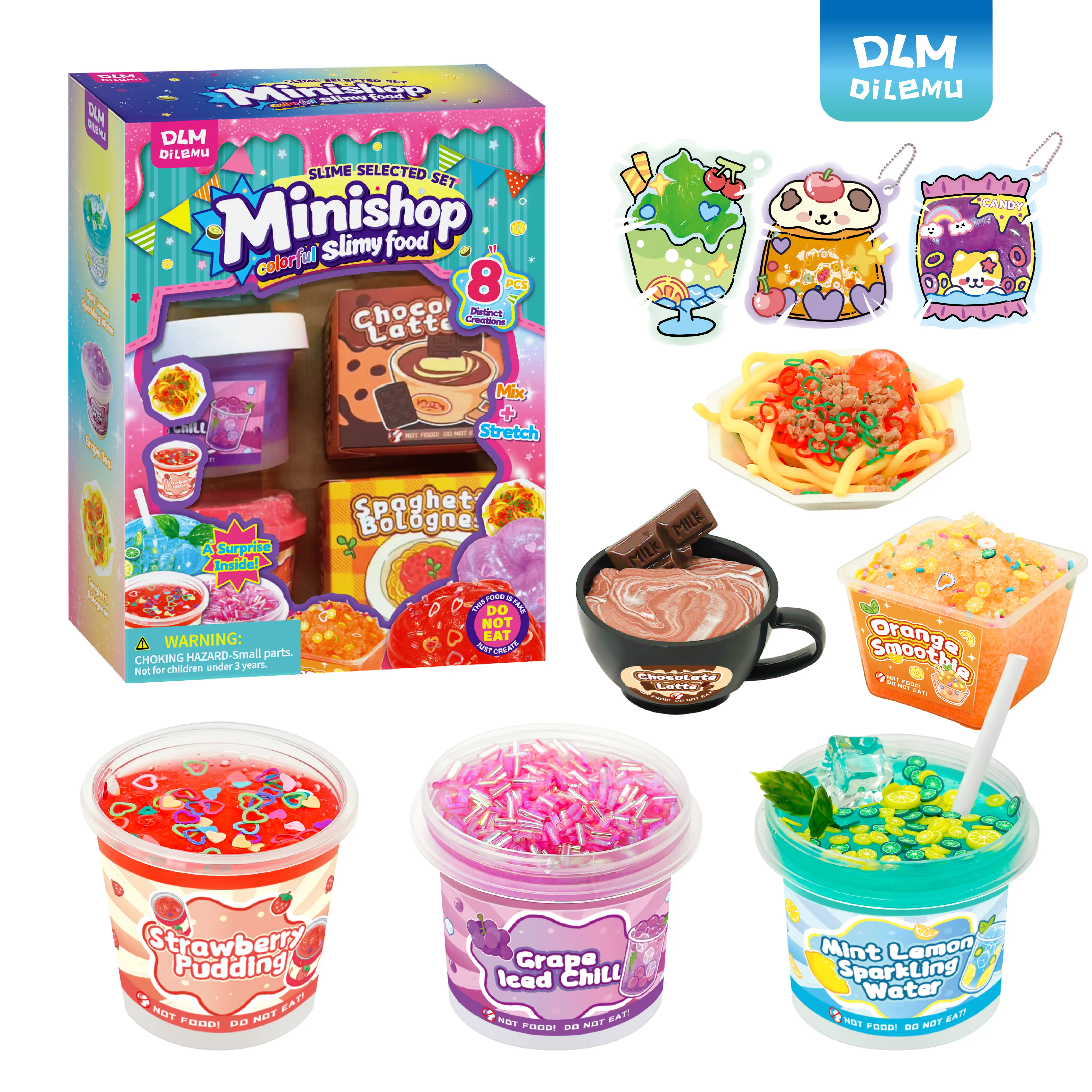 DLMdilemu DIY Mini Convenience Store Slime Mart Kit, Squishy Sensory Toy with Storage Trays, Drawer Boxes, Flat Pouches - Stress Relief Gift for Kids Ages 6+