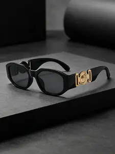 Vintage Gold Carved Sunglasses, Trendy Square Frame Eyewear, Fashion Streetwear Glasses, Casual Pop Art Print, Casual Stylish Glasses