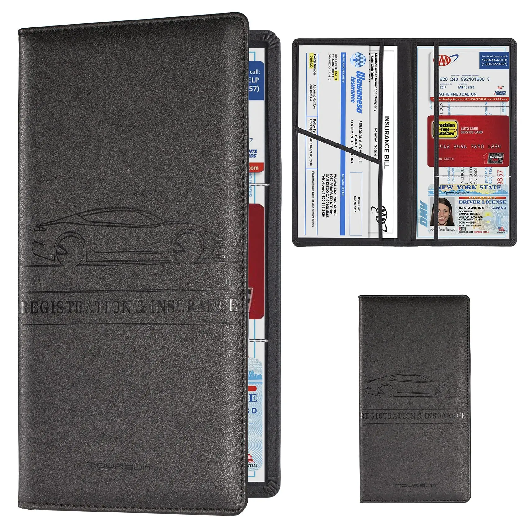 Car Registration & Insurance Card Holder, Car Document Holder for Cards, Driver License & other Essential Documents Magnetic Closure Vehicle Organizer, Car Essential Document Wallet, Spring Gift, for Pokemon Cards Holder, Compact Car Accessories