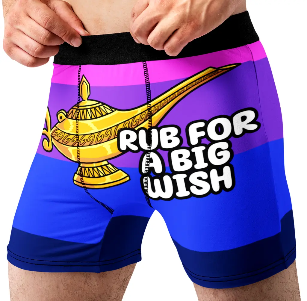 Random Stock Apparel Rub for a Big Wish Funny Men's Boxer Briefs Novelty Underwear Magic Lamp