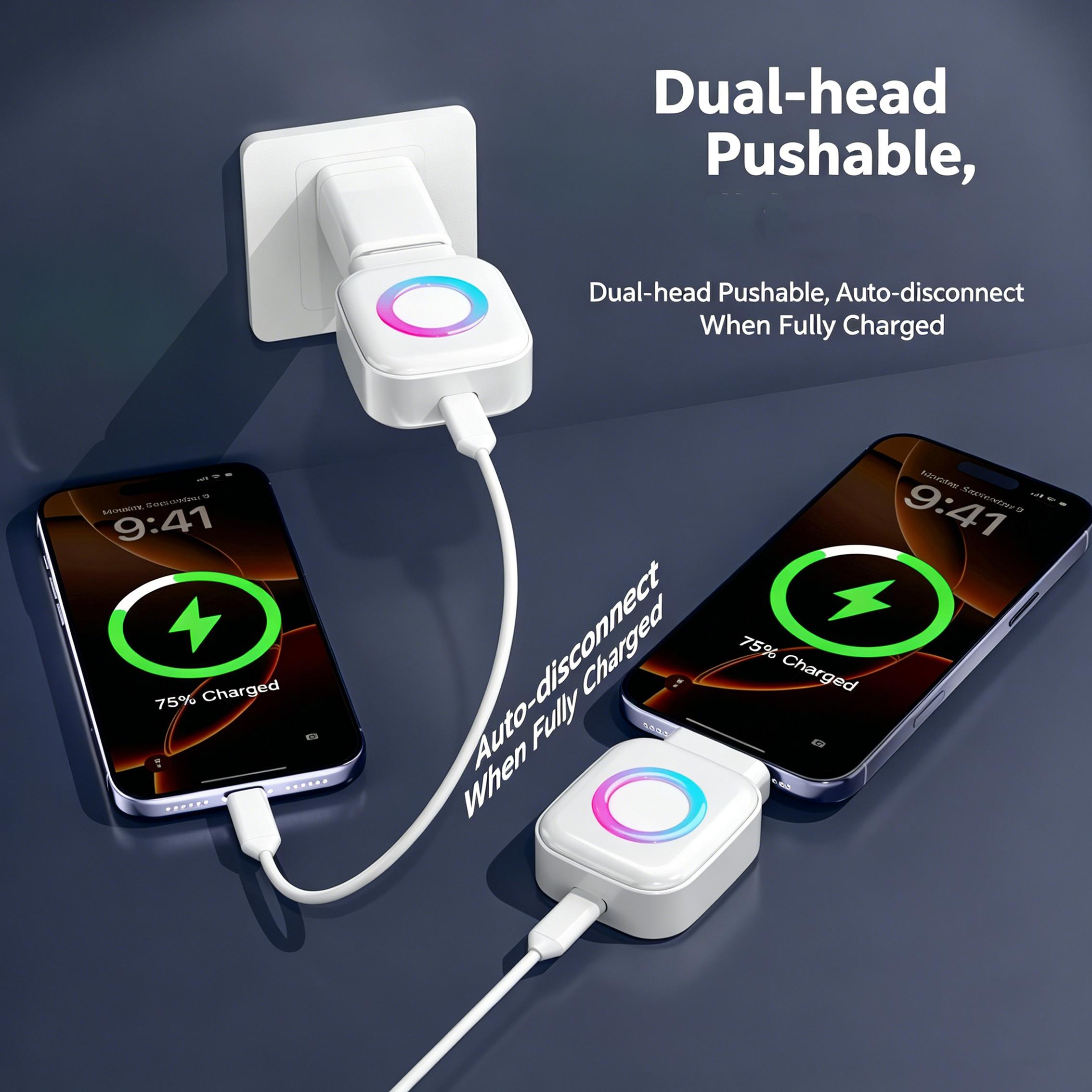 Smart Auto Stop Charger, Auto Disconnect Charging Cable Protector, Full Charge Automatic Eject Device, Overcharge Protection Adapter for Phone Tablet USB Charging