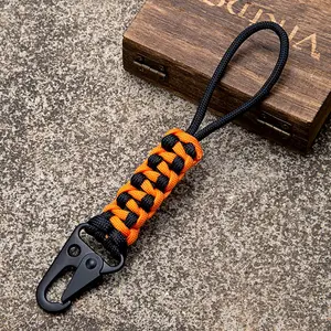 Handmade Woven Knot Paracord Keychain Outdoor Rock Climbing Camping Rescue Emergency Survival Rope Metal Key Chains Gifts