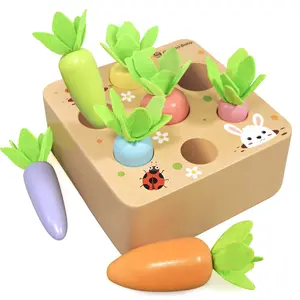 Montessori Carrot Harvest Game Wooden Toy for 2-3 Year Olds, Shape Sorting Educational Learning Toy, Gift for Toddlers