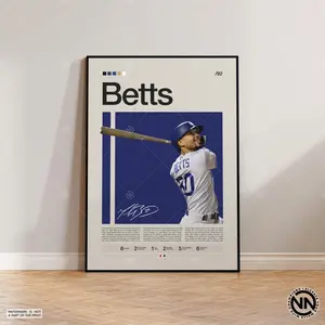 Mookie Betts Poster, Baseball Prints, Sports Poster, Baseball Wall Art, Sports Bedroom Posters