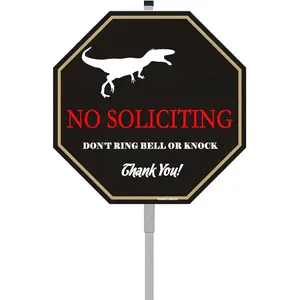 No Soliciting Yard Sign for House with 28" Aluminum Alloy Stake -10" x 10" - "Do Not Ring Bell or Knock" Warning Sign Reflective Aluminum for Home Front Door, Rust & Fade Resistant