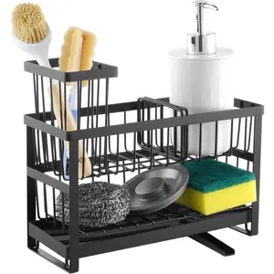 TikTokShopBlackFridayVEVOR Kitchen Sink Caddy Organizer, 2 Tier Sponge Holder for Kitchen Sink with High Brush Holder & Divider, Storage Rack with Rotatable Drainage Spout, Countertop Organizers and Storage Essentials