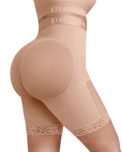FeelinGirl High-Waisted Shapewear Shorts with Lace Trim Branded Waistband Women's Shaper Womenswear Compression