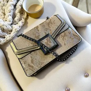 Gold/tan faux snake purse