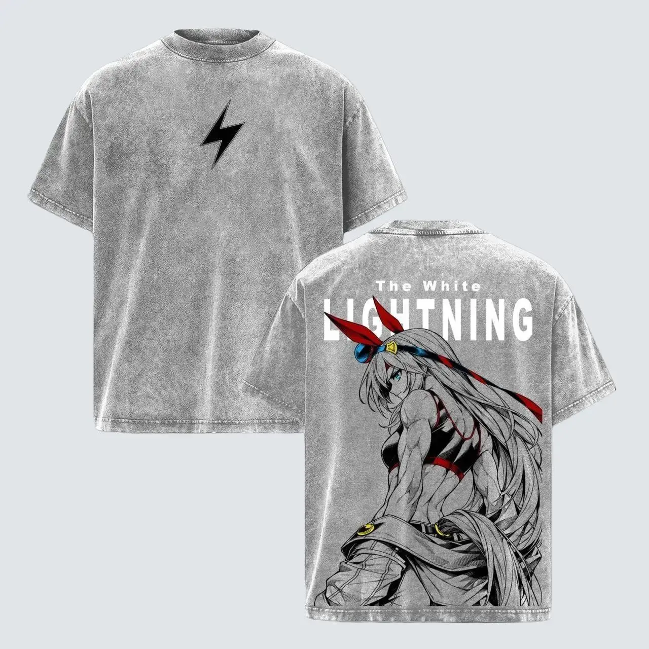 Limited Retro Oversized Vintage Unisex Raiden Mei The White Lightning Graphic Washed T-Shirt Honkai Impact Anime Manga Streetwear Tee for Fans