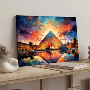 Colorful Louvre Pyramid Poster, Modern Art Canvas Print, Waterproof Wall Decor for Living Room & Bedroom, Ideal Gift Idea