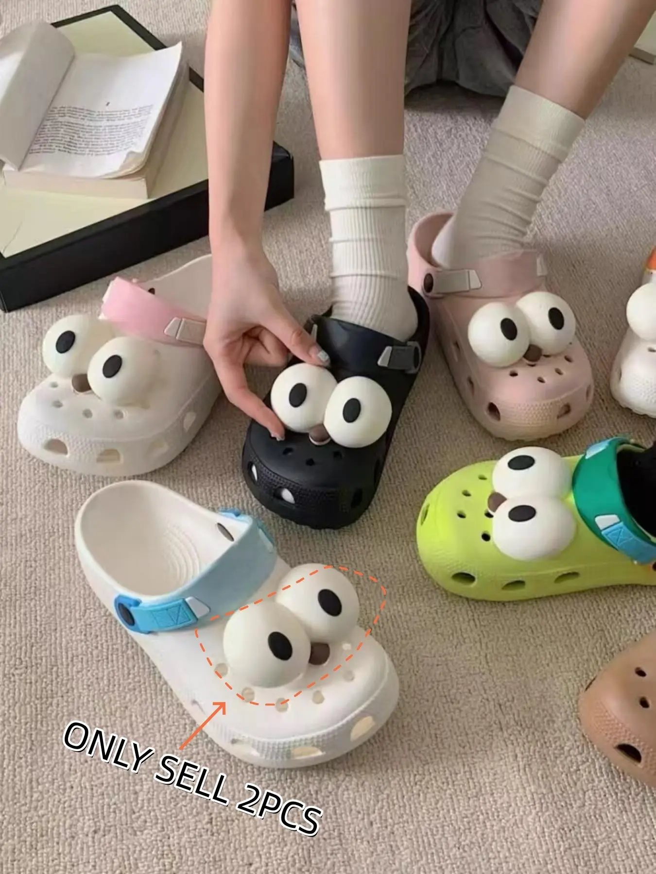 Cute 3D Eye Shoe Charms for Boys & Girls, Fun Sandal Accessories Gift, All-Season Casual Shoes Decorations, Perfect Kids' Present Slippers, Shoe Charms Set, Decorative Shoe Accessories