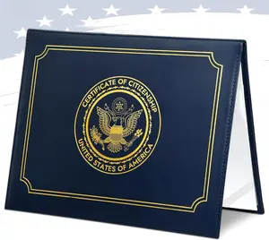 US Citizenship Certificate Holder, COIDEA US Citizenship Gifts, PU Naturalization Certificate Holder with Gold American Seal, Certificate Cover with Padded, Standard Size