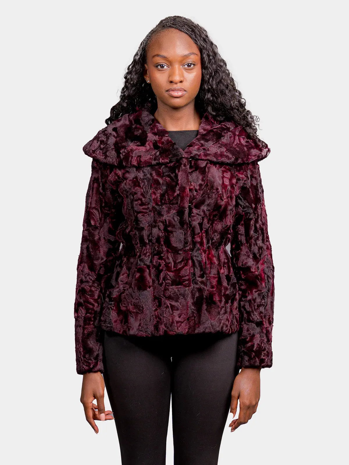 Women's Merlot Sculptured Karakul Shearling Jacket
