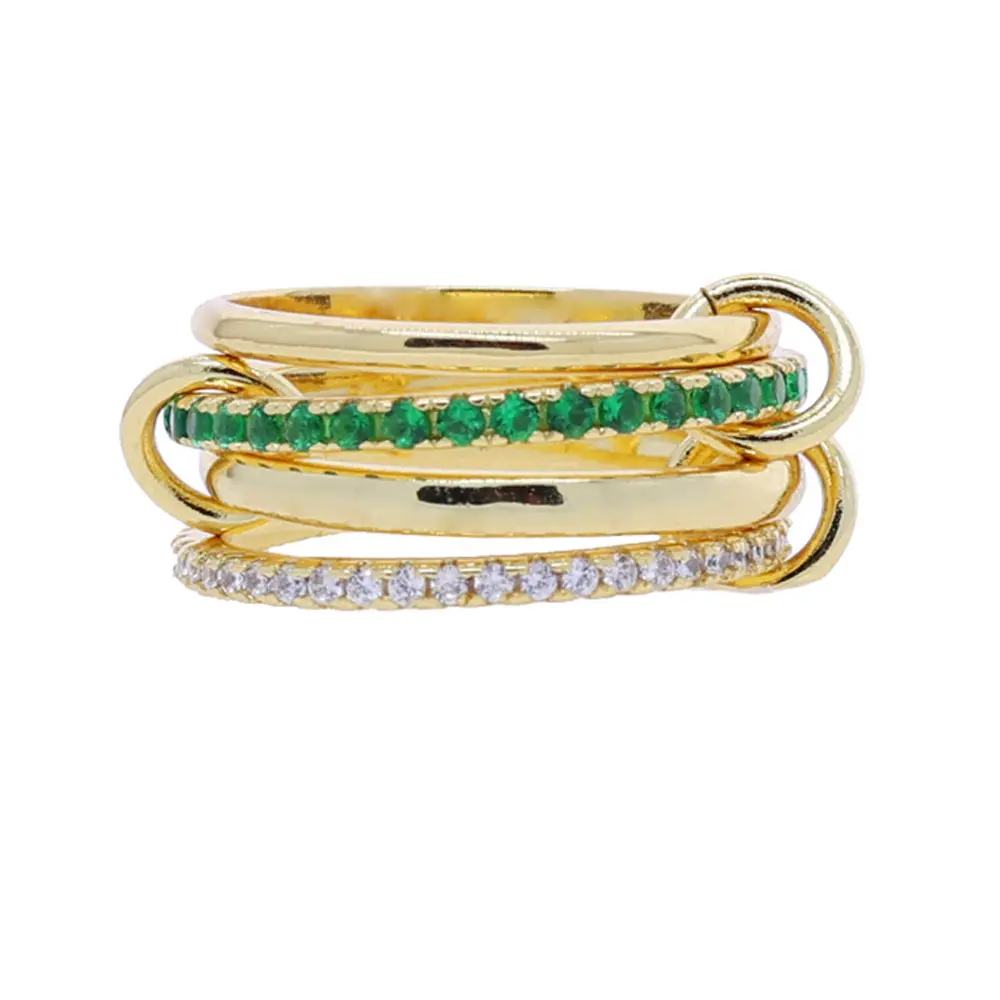 Golden Green Zirconium 4 Ring