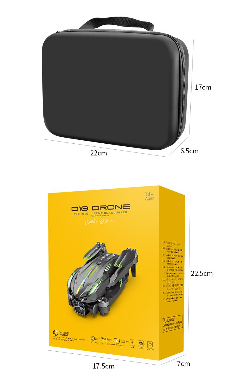 D10 Drone | Brushless Motor 4-Way Obstacle Avoidance Drone with Gradient Flowing Lights, Optical Flow & Servo Gimbal EIS Stabilization, Dual WIFI Camera, Sports Car Shape, Foldable, Gesture Control & One Key Return