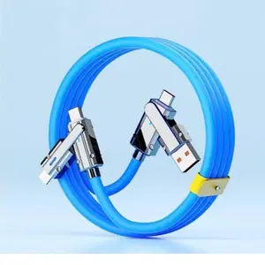 4-in-1 USB Charging Cable, Max 120W USB A+ TYPE C+ Lightning Multi Functional Zinc alloy 120W suitable for iPhone 15/14 Samsung Galaxy, Android Phones, Tablets, Laptops lightning  charger