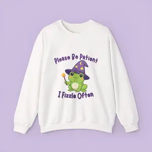 Please Be Patient I Fizzle Often Wizard Storm Frog Sweatshirt | Cute Magic Frog Crewneck