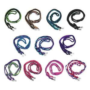 Braided Barrel / Roping Reins 8 ft with 2 Nickel Plated Scissor Snaps 12 Pack Assortment #55000