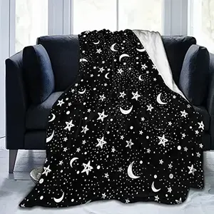 Star Flannel Throw Blanket Blue and White Colour Air Conditioning  for All Seasons Couch Sofa Living Room King Queen Size