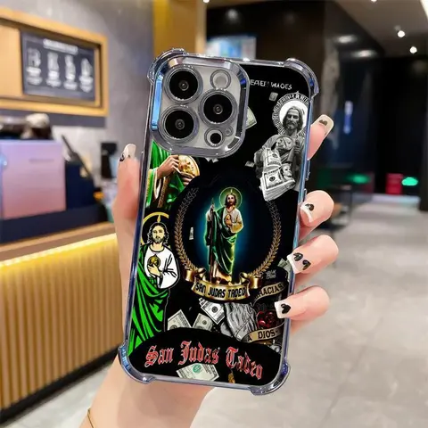 Multi-Model Creative Jesus Print Soft TPU Silicone Phone Case - Electroplate Shine, 360-Degree Full-Coverage Camera, Full-Body Shockproof Protection, Mobile Phone Accessory for iPhone 17 Pro Max, 16 Plus, 15, 14, 13, 12