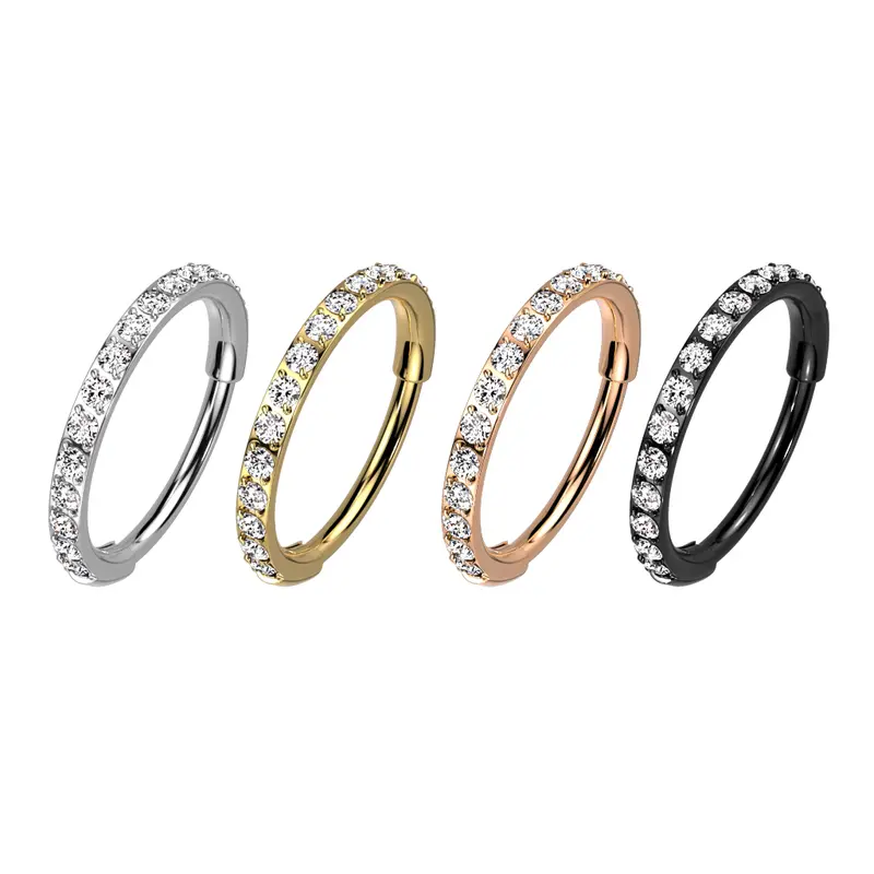 Titanium Clear Micro Gem Hinged Nose Hoop