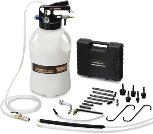 10L Transmission Fluid Pump - Pneumatic Transmission Fluid Extractor and Dispenser with 15 Metal ATF Adapters and  Gauge for Automotive Use, Transmission Fluid Transfer Pump Kit