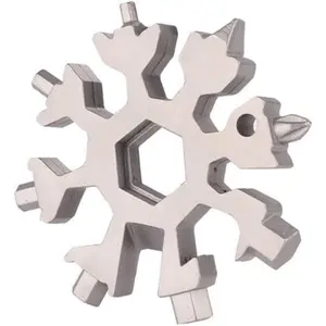 18-in-1 Multifunction Stainless Steel Snowflake Tool Card, Multitool with Phillips, Flathead Screwdrivers, Allen Wrenches, Box Cutter, Bottle Opener(white)