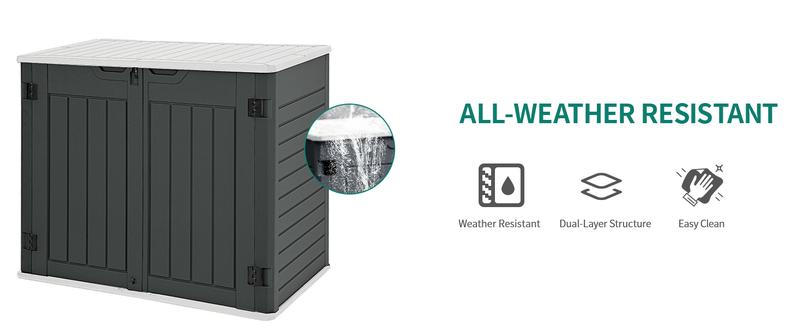 Yitahome Outdoor Resin Storage Sheds, 39 inch Height Lockable Waterproof Horizontal Shed, Easy to Assemble, Light Gray / Light Brown / Dark Gray Yitahome Outdoor Resin Storage Sheds, 39 inch Height Lockable Waterproof Horizontal Shed, Easy to Assemble, Light Gray / Light Brown / Dark Gray