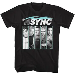 NSYNC Blue Flame Logo Black Shirts