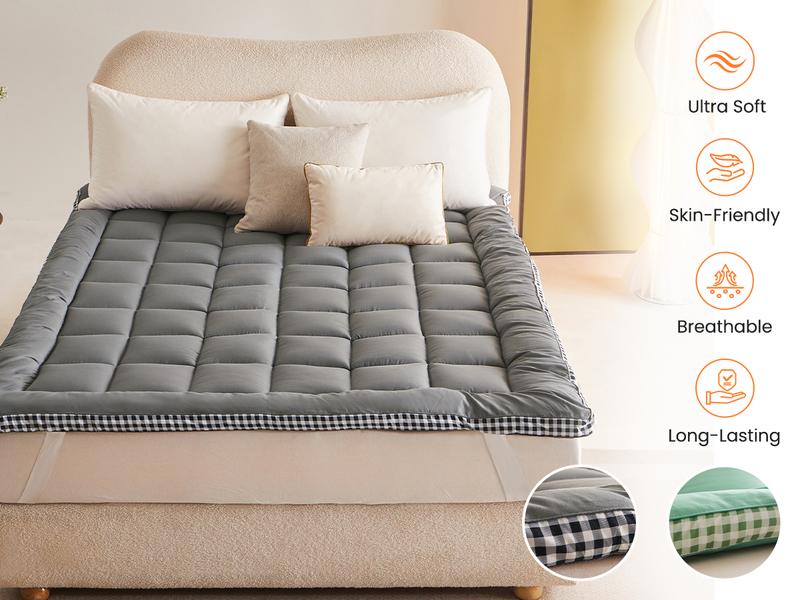 Lakora 900GSM Extra Thick Pain Relief Mattress Topper, Ultra Soft, Warm and Breathable All-Season Mattress Pad with Hypoallergenic Quilted Fiberfill, Foldable Design, Machine Washable and Durable Comfort for Bedrooms, Dorms, Apartments