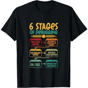 6 Stages Of Debugging Computer Programming Coding T-Shirt