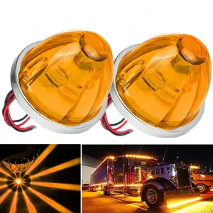 2PCS LED Truck  Side Marker Lights 12V/24V Waterproof Amber Glass Clearance Lights for Trailer, Lorry, Pickup – Turn Signal Indicator Watermelon Design Car Chassis Lamp   Truck accessories
