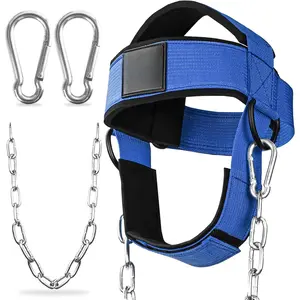 Fitness Neck Harness for Weight Lifting - Soft Padded Head & Chin Strap with 30" Heavy Duty Steel Chain - Neck Exerciser, Trainer & Strengthener to Support Injury Recovery and Intense Workouts