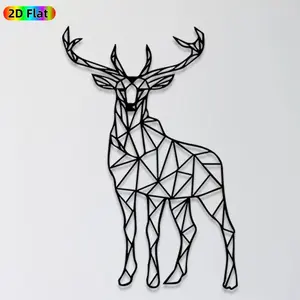 [1pc] Deer Geometric Metal Wall Art, Modern Deer Statue Mural, Ideal Gift for Christmas, New Year, Nature Decor Enthusiasts, Rust-Resistant Metal Wall Decor Wall Sculptures, Perfect for Living Room Wall & Garden Fence, Unique Home Art Accent