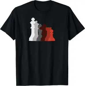 Cool Chess Pieces in Gaming Colors Chess Players T-ShirtBlack Cotton T Casual Shortsleeve