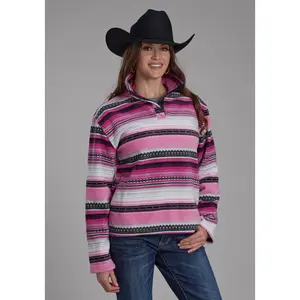 Womens Piink Black Aztec Printed Aztec Snap Jacket