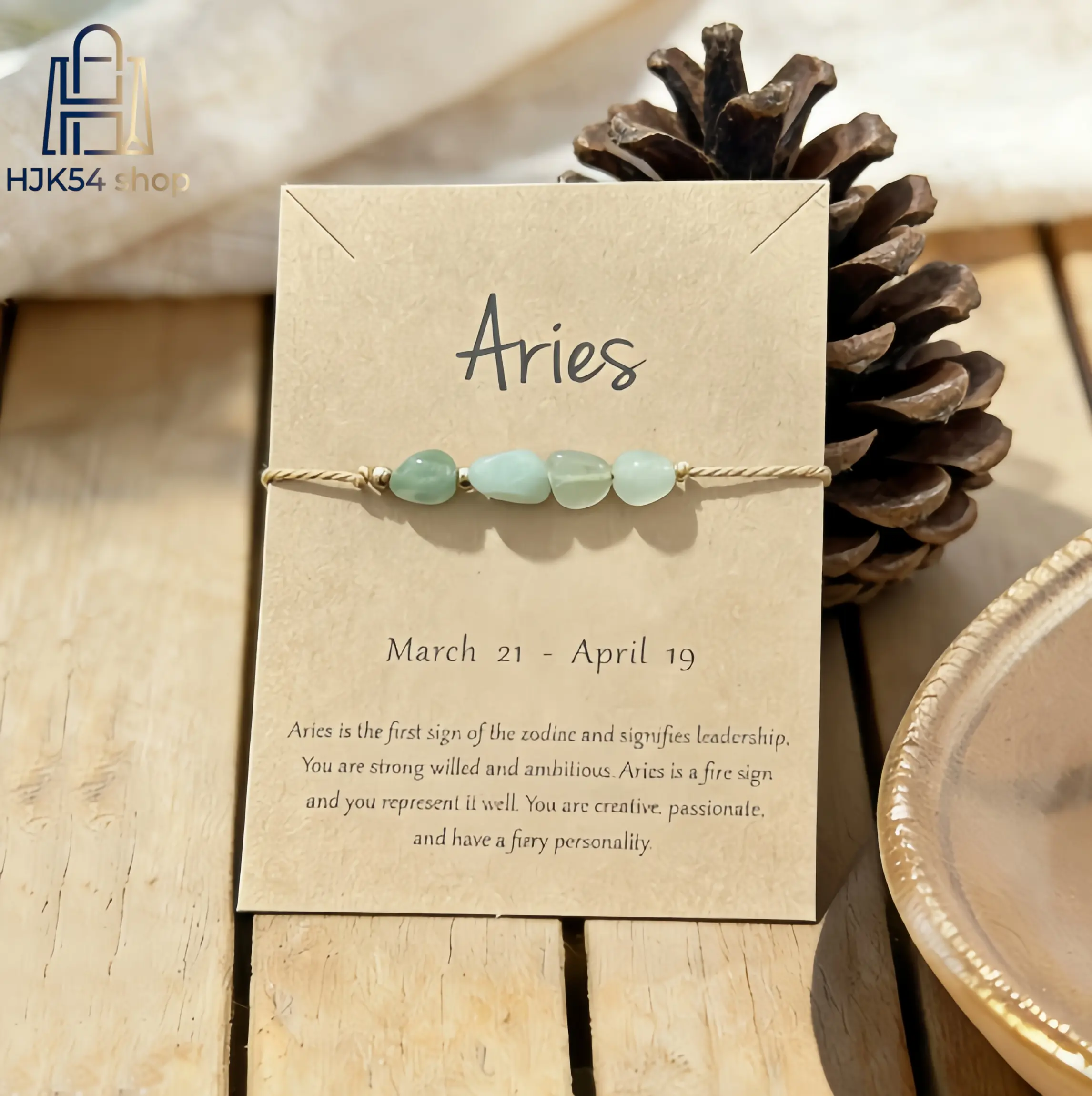 Zodiac Birthstone Bracelet for Women & Men, Raw Natural Crystal on an Adjustable Hemp String Band, Birthday Gift with Message Card, December Birthstone, Aries, Birthday Gift Ideas, Meaningful Gifts