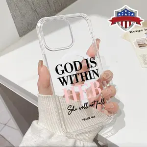 God is within her Pattern Magnetic Phone Case Supports Wireless Charging for iPhone 17 16 Pro Max 15 Plus 14 13 12 11  Air XR XS E Shockproof Non Slip Protection Silicone Transparent Acrylic Large Hole Cover Cellphone Protective