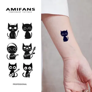 AMIFANS Temporary Tattoo  Rockin' Cat, Semi Permanent Tattoo,Lasting 1-2 Weeks Tattoo, Long Lasting Tattoo, Juice Tattoo, Realistic Tattoo, Romantic Tattoo, Fake Tattoo, Waterproof, Authentic Tattoo Look, Niche Design Tattoo, Fruit Tattoo