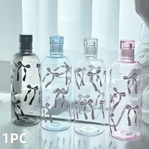 750ml (25oz) 3D Bow Pattern Water Bottle, Water Bottle with Bow Design，Ins Style Outdoor Gradient Frosted Plastic Sports Bottle, Non-Slip Leak-Proof Fitness Water Bottle, Desert Travel Gym Bottle with Anti-Slip & Sandproof Design (Tropical Theme)